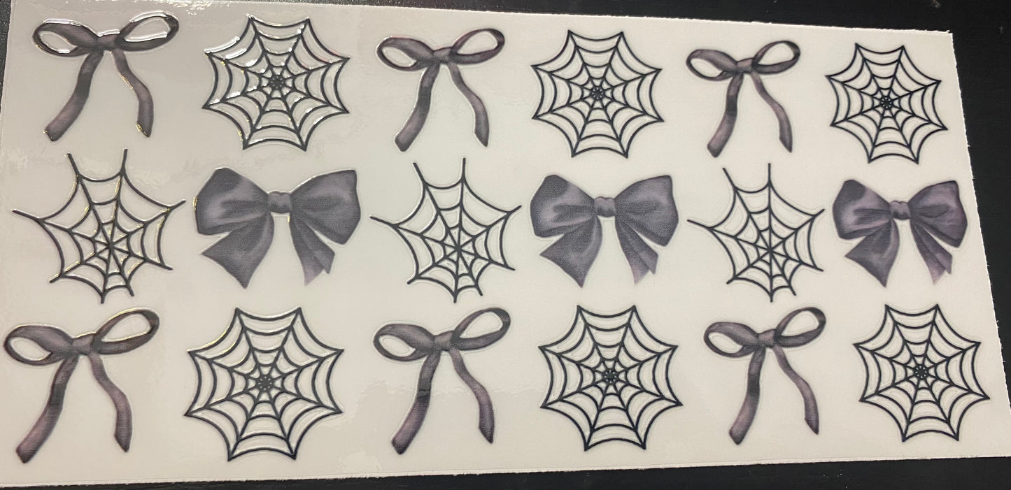 (Halloween) Black spiderwebs and bows cup decal & Cup