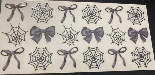 (Halloween) Black spiderwebs and bows cup decal & Cup