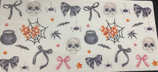 (Halloween) Multiple color bows, spiderwebs, skulls and more cup decal & cup