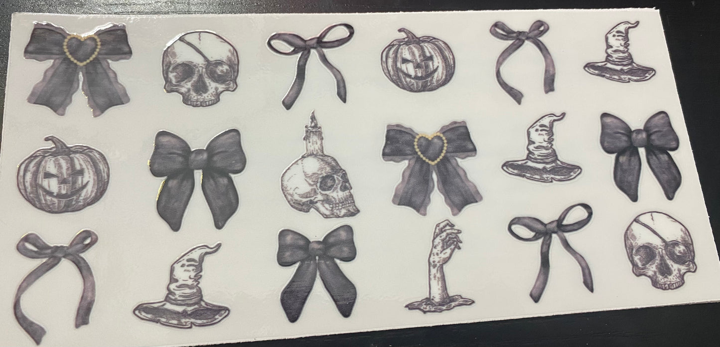 (Halloween) Black bows, skulls, pumpkins cup decal & Cup