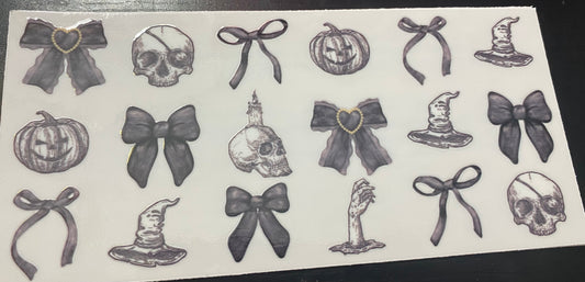 (Halloween) Black bows, skulls, pumpkins cup decal & Cup