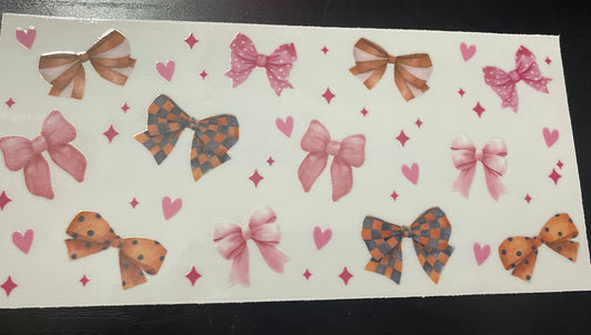 Pink, Gold and orange bows cup decal & Cup