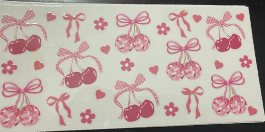 Cherries, bows, hearts and flowers cup decal & Cup